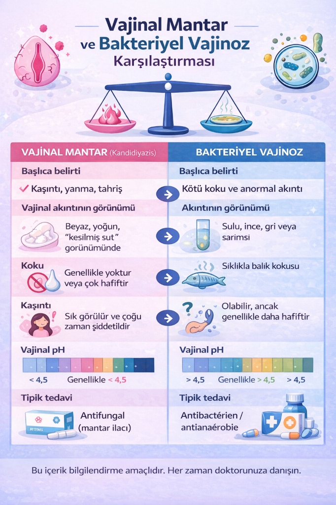 Vajinal Mantar ve Bakteriyel Vajinoz Karşılaştırma Tablosu